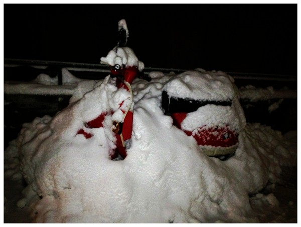 Vespa sotto la neve